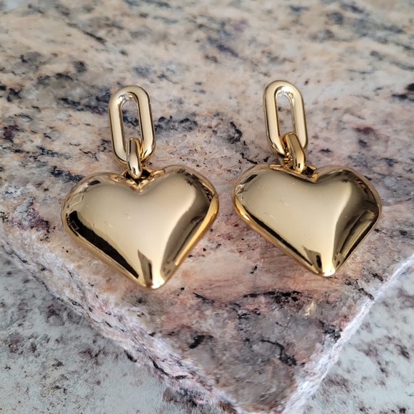 Gold Heart Drop Earrings ✨️ - Picture 3 of 3